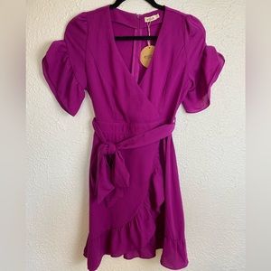 Essue Magenta Ruffle Trimmed Dress